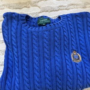 Vintage Ralph Lauren Vibrant Blue Cable Knit Sweater